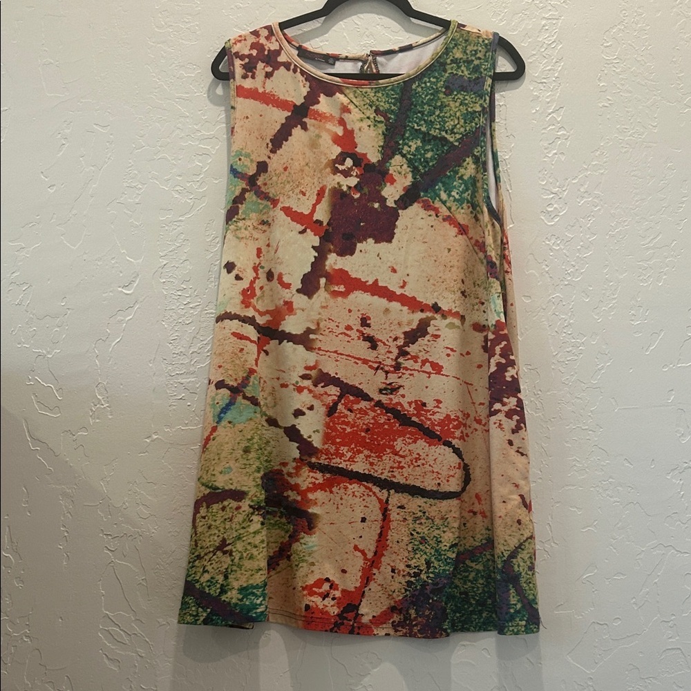 Sleeveless Multicolor Abstract Mini Dress